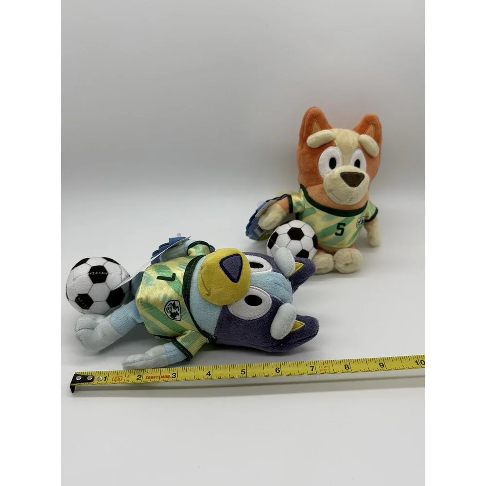 2026 SOCCER BLUEY & BINGO SET 2 Stuffed Plush w/Uniform & Ball 7.5